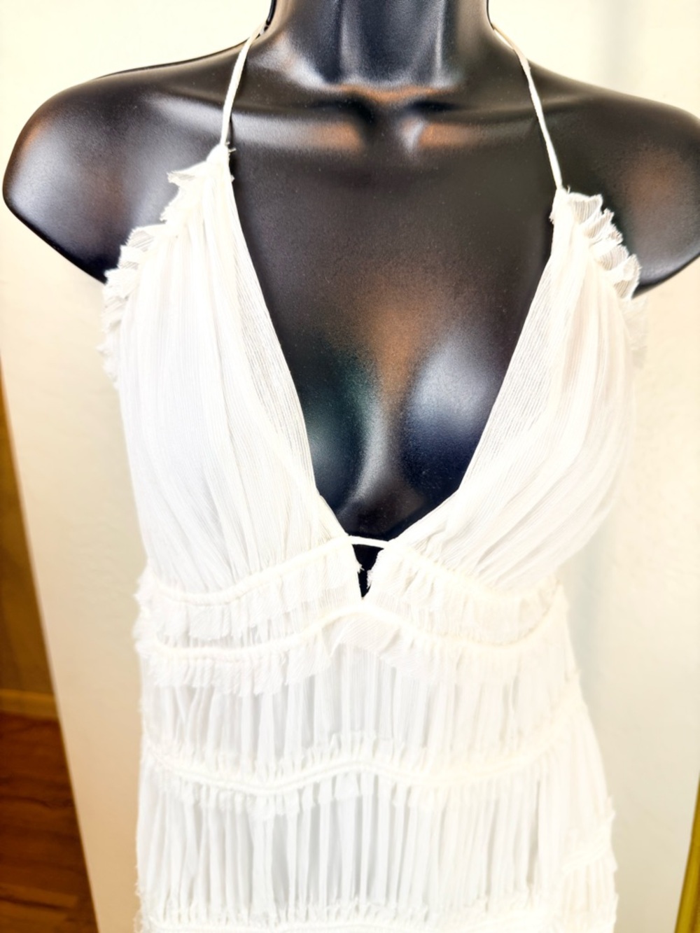 Jonathan Simkhai White Point D’Esprit Tiered Maxi Gown Size 6 - Picture 4 of 16